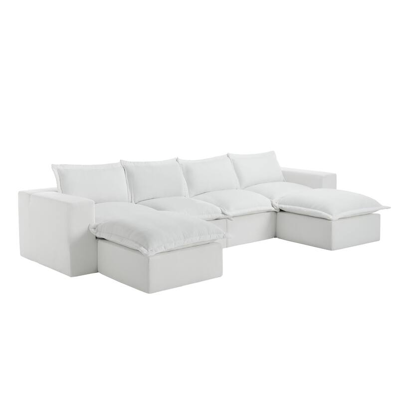147.9'' W U-Shaped Modular Sectional Sofa Comfy Cloud Couch Chenille Sofa