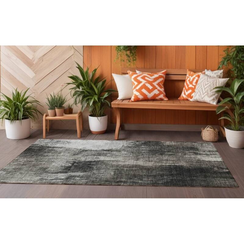Hara Artistic Abstract Weather Resistant Blended Style Outdoor Rug - 8' Runner - Multi