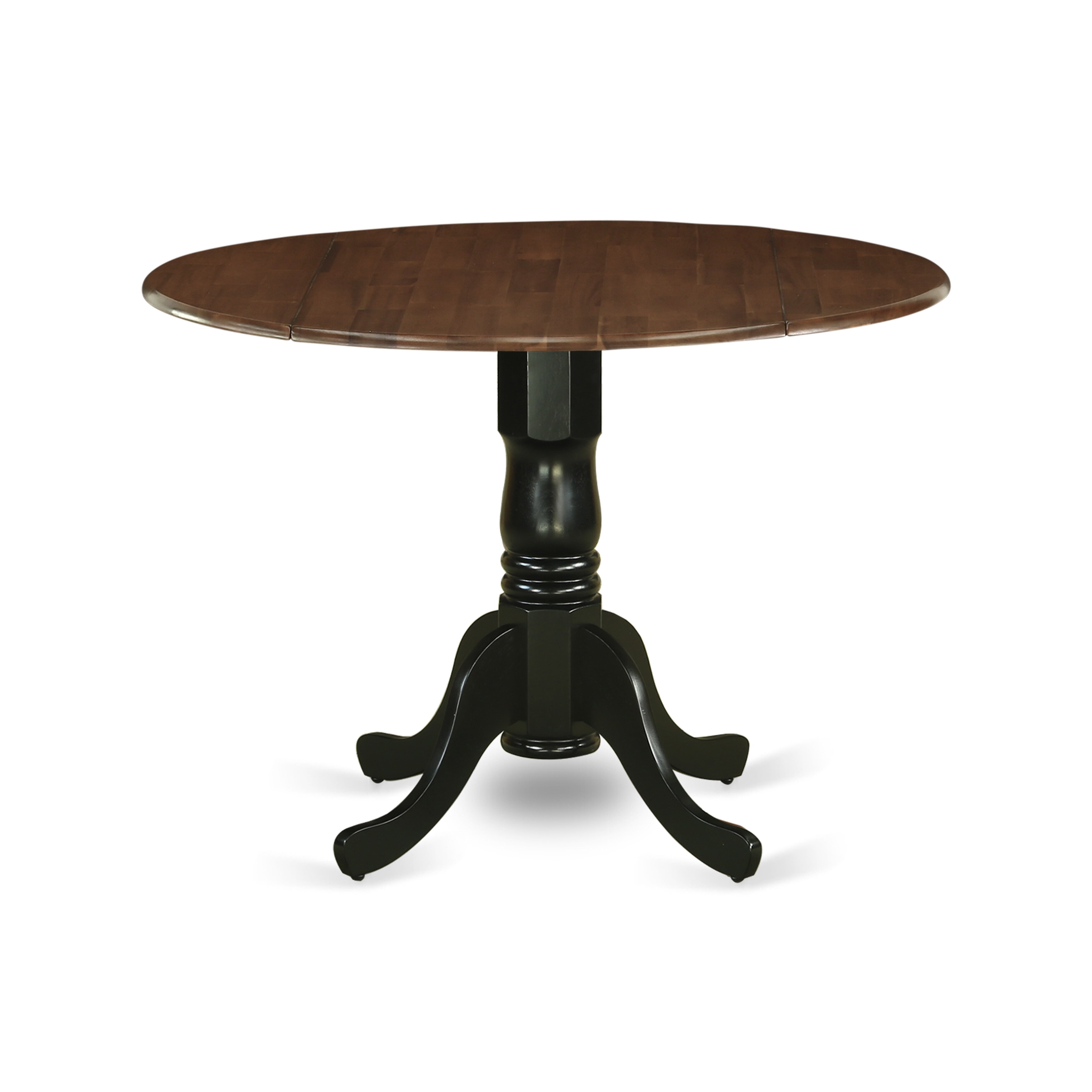Shop Dmt Wbk Tp Rubber Wood Dining Table With Drop Leaves Walnut Finish Table Top And Black Pedestal Overstock 29820211