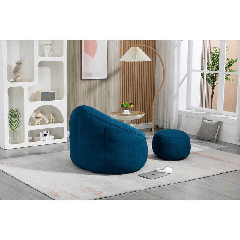 Bean Bag Chair w/Foot Stool in Multiple Colors, Giant Foam-Filled Furniture-Maximum Comfort Bean Bag