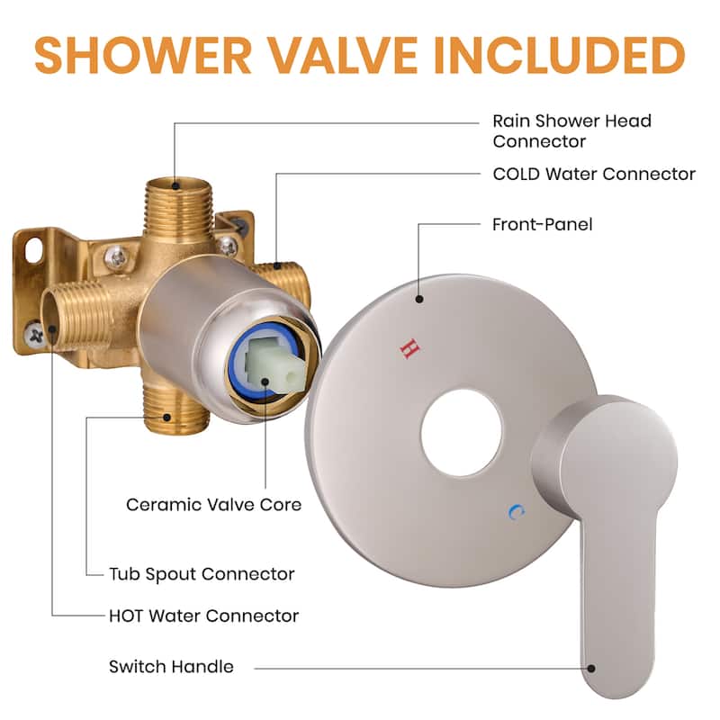 8-inch Wall-Mounted Rain Shower System with Stainless Steel Shower Faucet