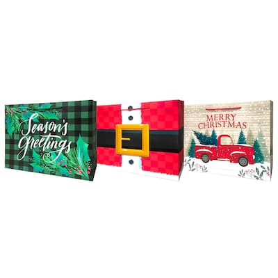 Pack of 3 Large Assorted Christmas Gift Bags with Rope Handle - 19.5"