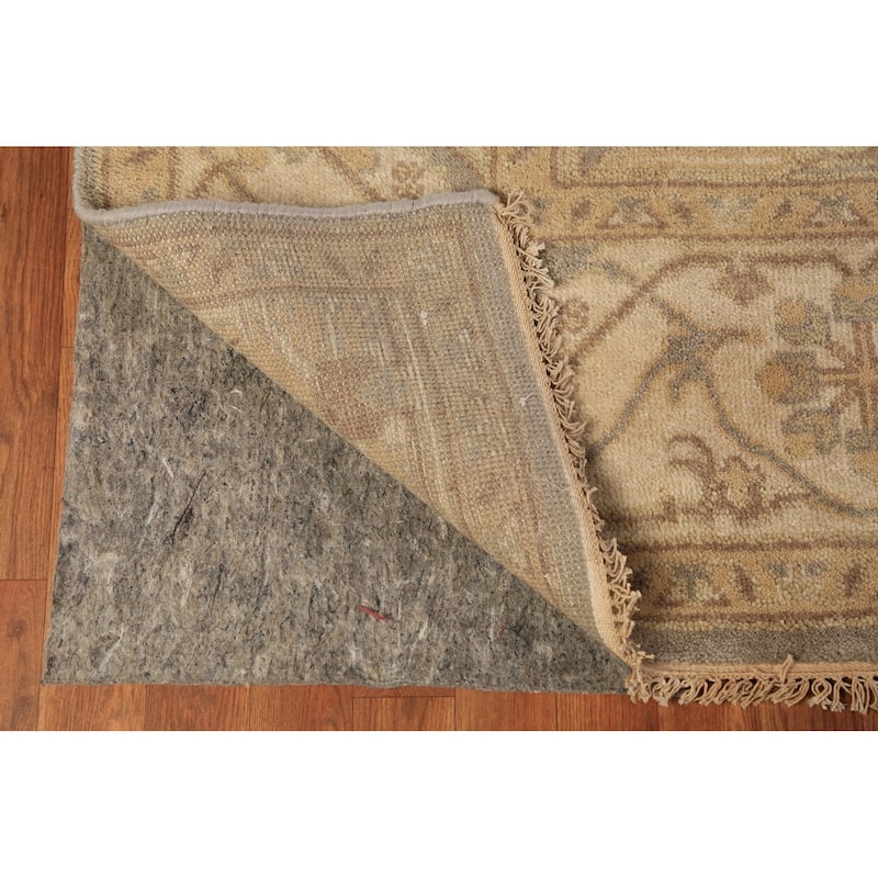 Gray Transitional Oushak Area Rug Hand-Knotted Floral Wool Carpet - 7'11"x 9'9"