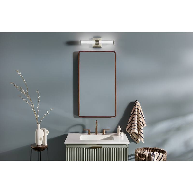 Kichler Lighting Laurene 18.5" Linear Bath Bar Small LED with Clear Fluted Glass in Brushed Nickel