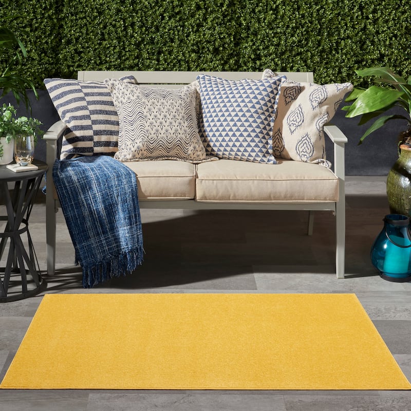 Nourison Essentials Solid Contemporary Indoor/Outdoor Area Rug - 3' x 5' - Yellow
