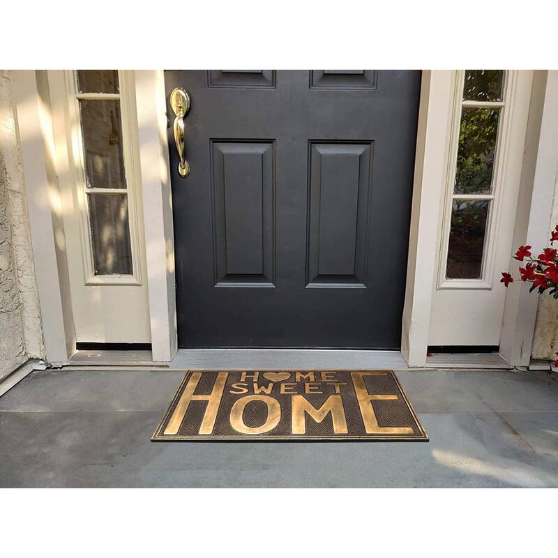 Home Sweet Home Rubber Pin Mat Bronze Hand Finished Doormat 18" X30"