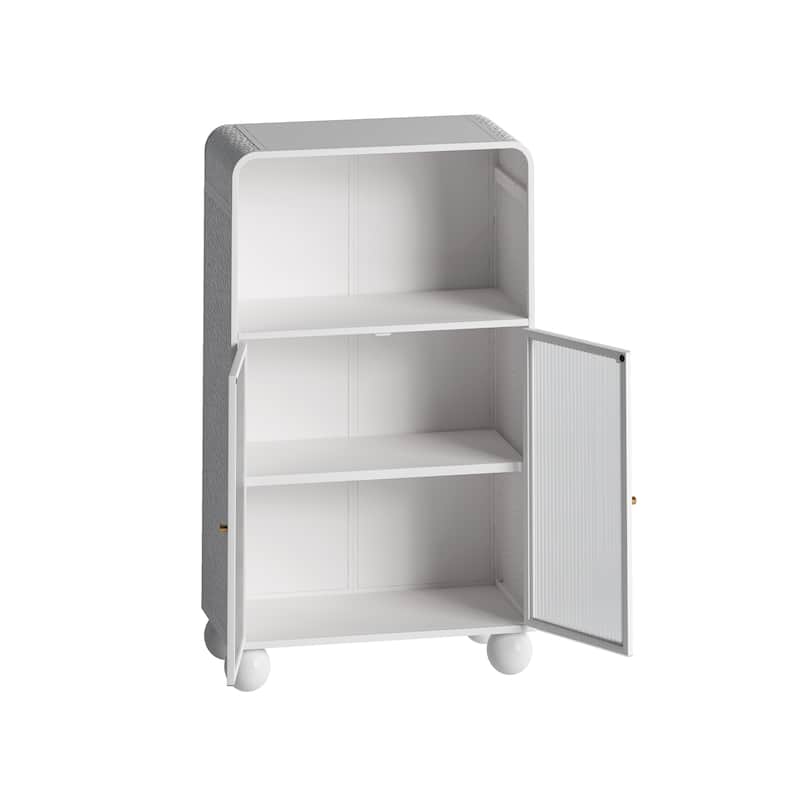 Freestanding Floor Cabinet With Glass Door