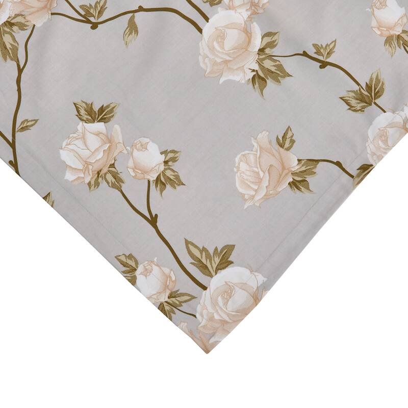 Printed Design Cotton Collection 400 Thread Count Ivory Alabaster Rose Duvet Set