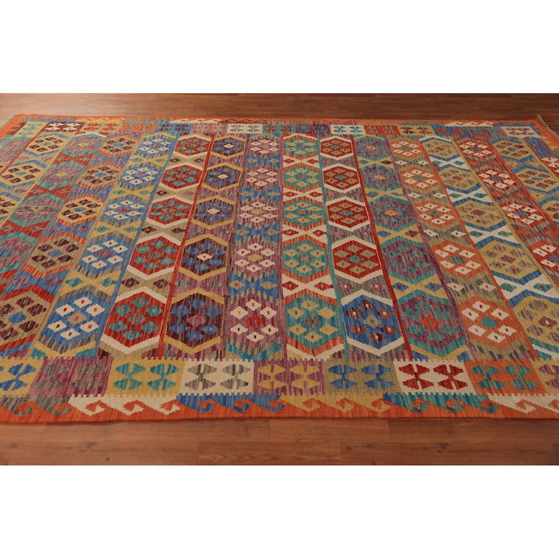 All-Over Kilim Oriental Area Rug Handmade Wool Carpet - 8'5"x 11'2"