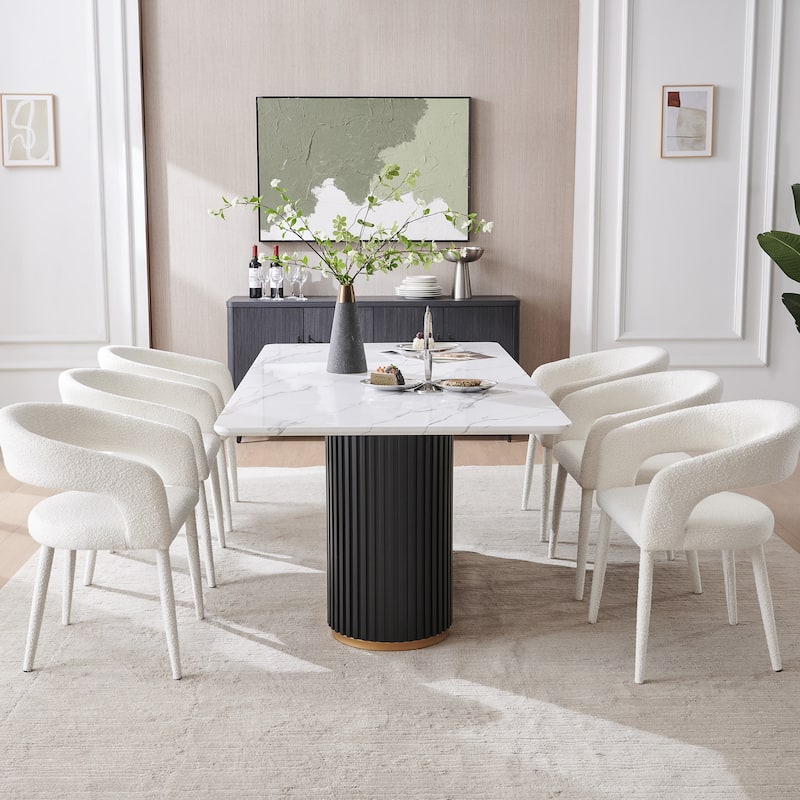 Modern Fort Boucle Upholstered Dining Chair (Set of 6)