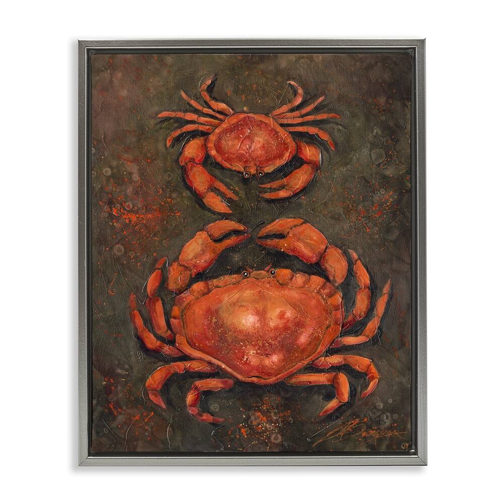 Stupell Small & Large Crab Pair Framed Floater Canvas Wall Art Design By Jody Bergsma