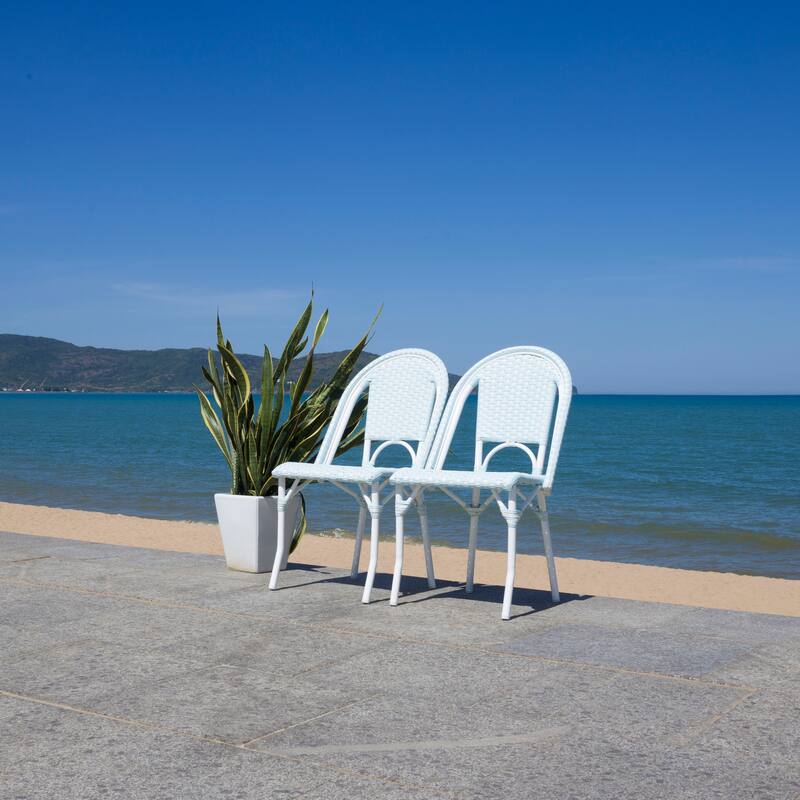 SAFAVIEH Emiliana Outdoor Side Chair Set of 2 (Fully Assembled) - 20Wx35Dx22H