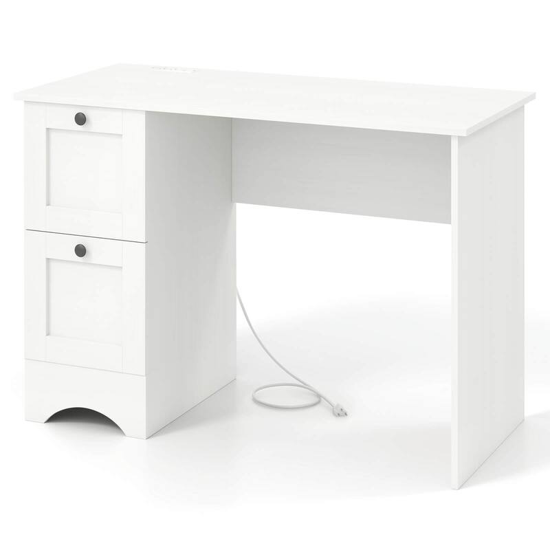 Costway 43" Home Office Desk Compact Study Writing Desk with 2 Drawers