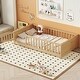 preview thumbnail 23 of 66, Twin Size Floor Bed Frame for Kids Bed with Fence Guardrails Endbed Storage Splint Platform Bed - Available with or without Door Natural with Door - Twin