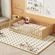 preview thumbnail 12 of 31, Twin Size Pine Wood Floor Platform Bed with Built-in Book Storage Rack, Door Natural