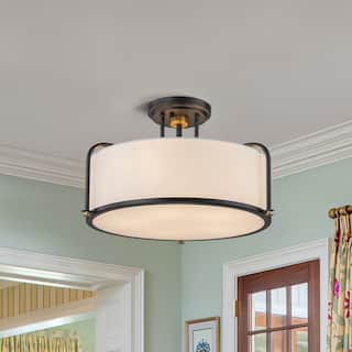 Drum Fabric 5-Light Semi Flush Mount Ceiling 18 in. - 17.7