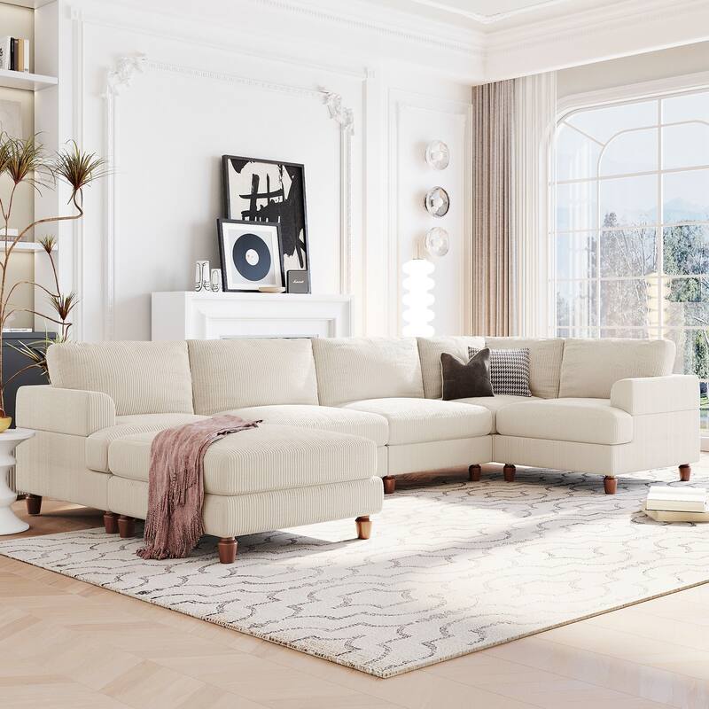 97.2" L-Shaped Modular Sectional Sofa with Ottoman (6-Seater)