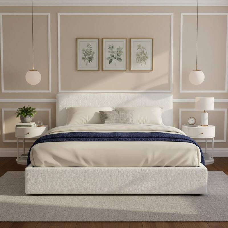 Christopher Knight Home - Ergonomic Boucle Upholstered Platform Bed Frame