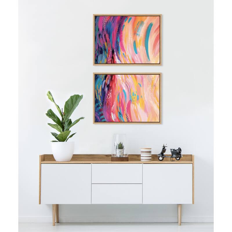 Kate and Laurel Sylvie Strokes 90 Framed Canvas Set by Jessi Raulet