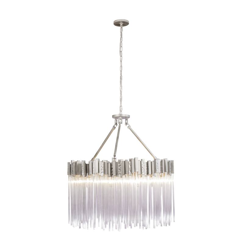 Varaluz 309P10 Matrix Recycled Steel and Fluted Glass 10-Light Pendant - Rainy Night