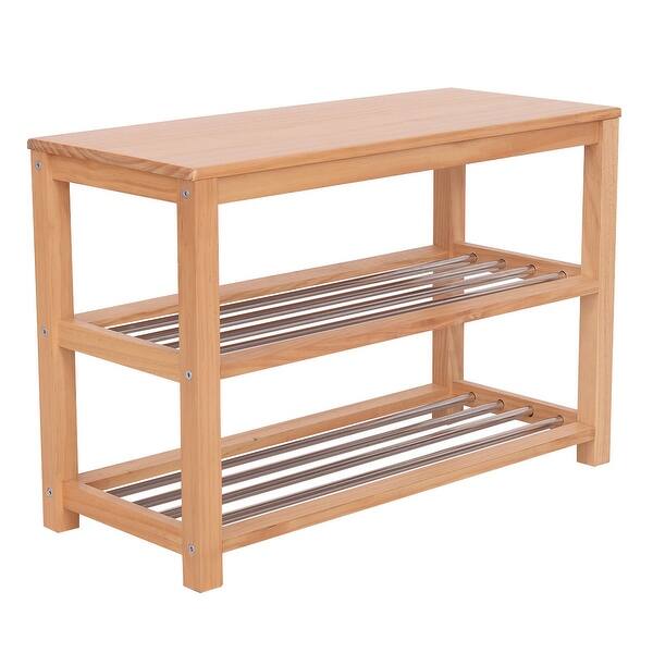 Shop Costway 3 Tier Wooden Shoe Storage Bench Racks Shelf