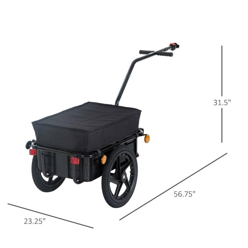 GDFStudio - Outdoor Steel Bike Wagon Bicycle Cargo Trailer with Removable Storage Box, 16" Wheels & Waterproof Cover - 56.7"