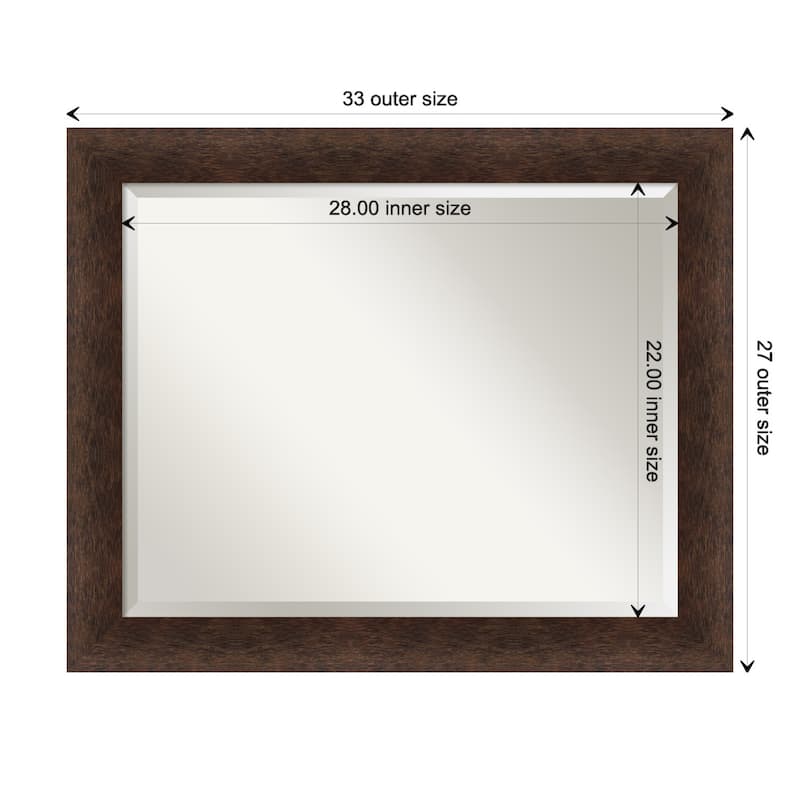 Warm Walnut Beveled Wood Framed Wall Mirror - Warm Walnut - Glass Size 28x22