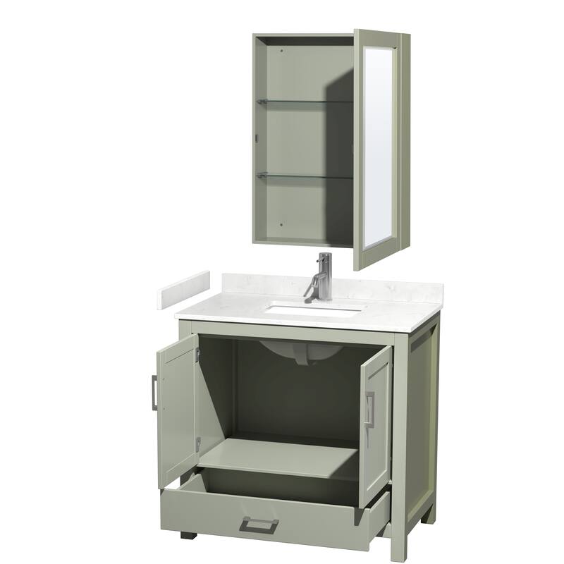 Sheffield Single Bathroom Vanity Set, Cultured Top, Medicine Cabinet