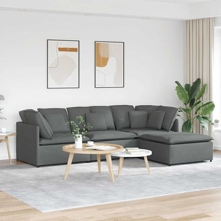 vidaXL Modular Sofa Dark Grey Fabric (100% Polyester) Large Modular - 118.1 x 78.7 x 25.2
