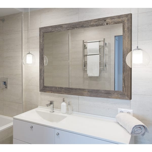 Reclaimed Gray Barnwood Coastal Farmhouse Bathroom Vanity Wall Mirror ...