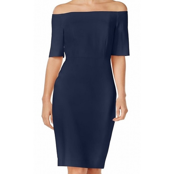 calvin klein blue off the shoulder dress