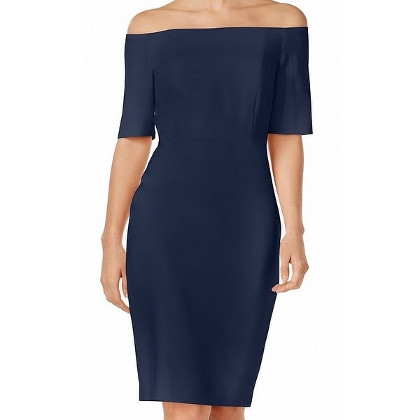 calvin klein off the shoulder crepe dress