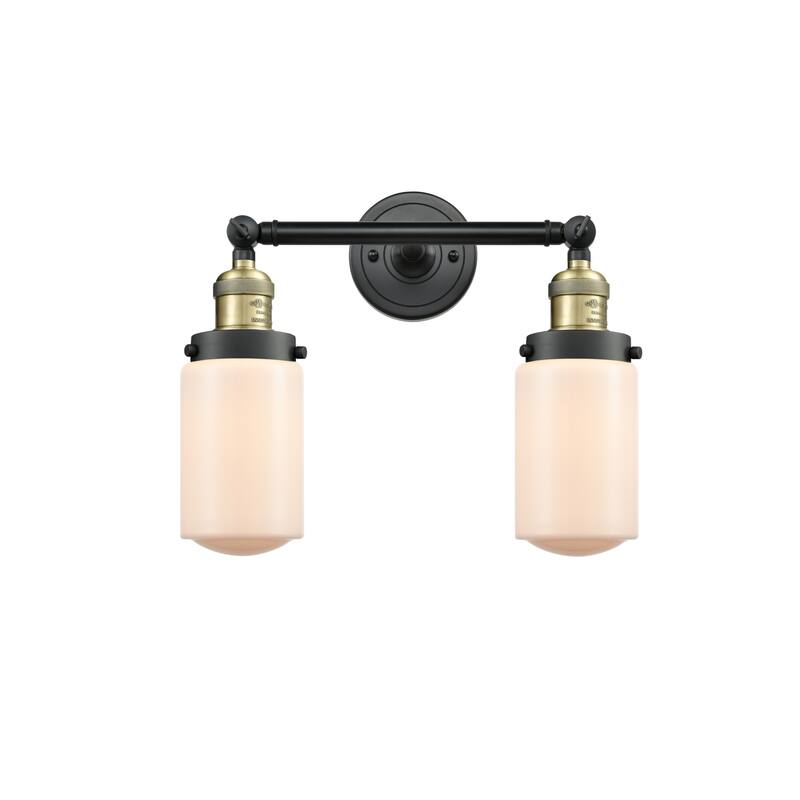 Innovations Lighting Dover 2 Light 14" Wide Bathroom Vanity Light - Black Antique Brass / Matte White Cased