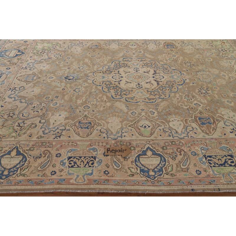 Hand Knotted Oriental 100% Wool Carpet Traditional Floral Brown Kashmar Area Rug - 10' 9'' X 7' 11''