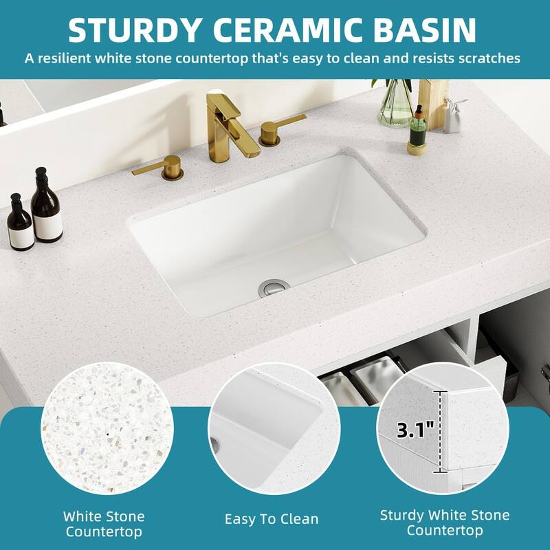 Moasis 40" Floating Wall Mounted Bathroom Vanity with 2 Drawers & 2 Storage Cabinet