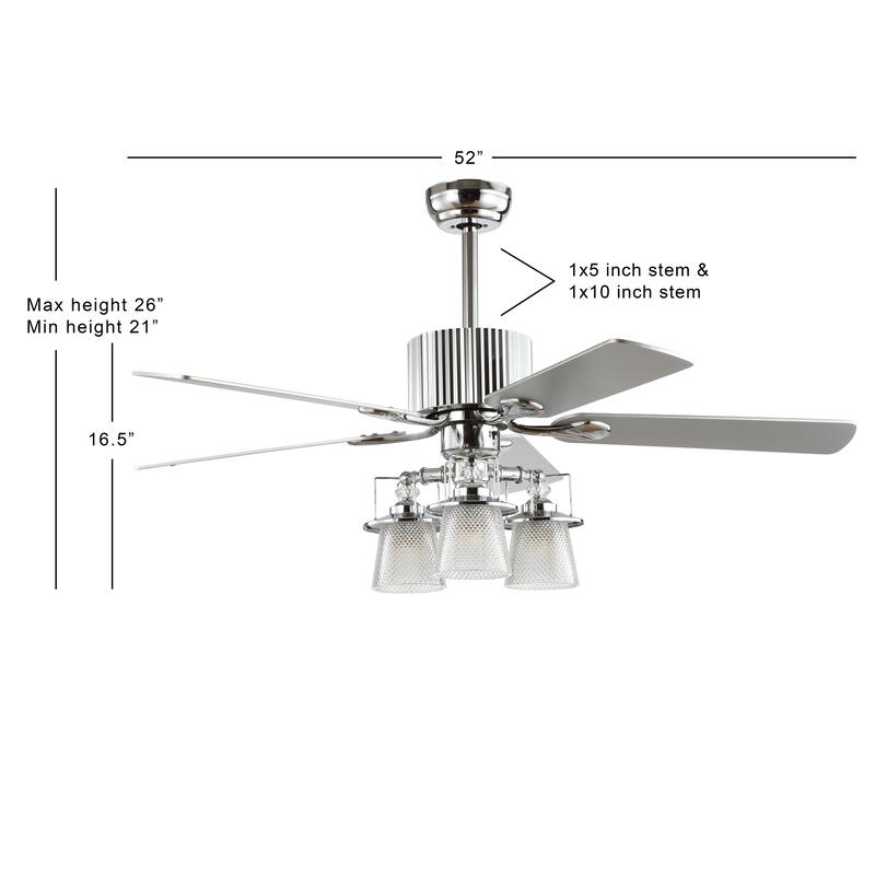 SAFAVIEH Lighting Dola 52-inch Ceiling Light Fan (with Remote) - 52" W x 52" L x 26" H - Silver/White Maple - 52Wx52Dx26H