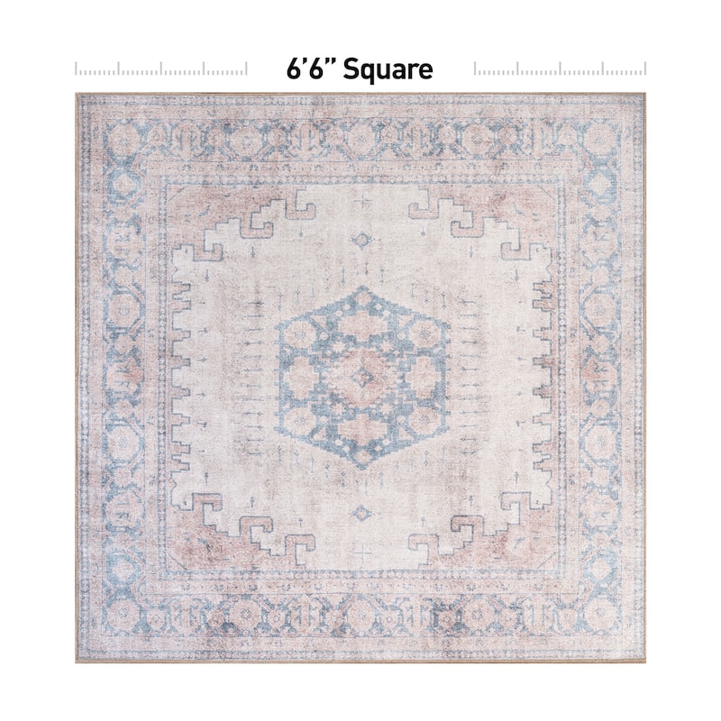World Rug Gallery Vintage Bohemian Machine Washable Non Slip Area Rug