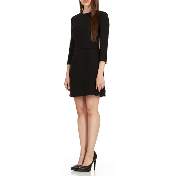 black mid sleeve dress