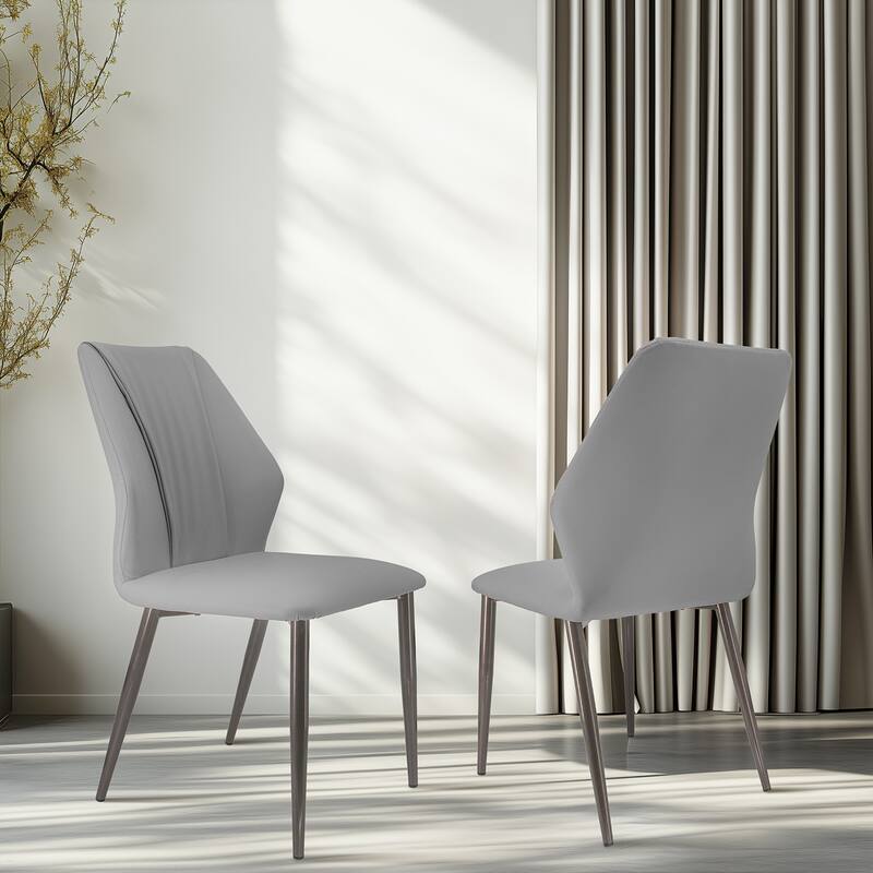 Upscale Microfiber Leather Upholstered Iron Dining Chair (Set of 2)