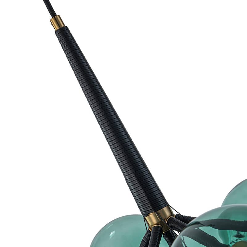 Glam Art Deco Cluster Glass Globe Green Bubble Chandelier