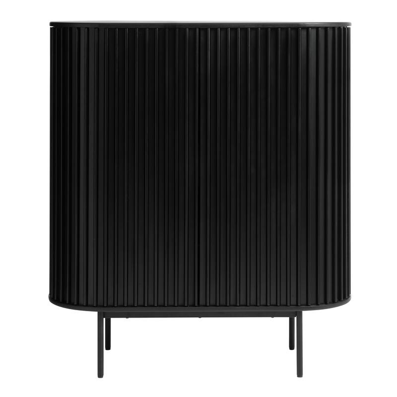 Rye Studio Contemporary Black Oak Cabinet with Sliding Doors - 17.75"W x 43.25"L x 49.2"H