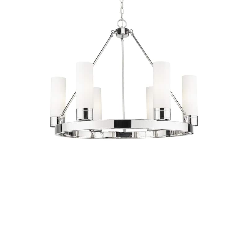 Innovations Lighting 617-6CR-24-29-8 Boreas Chandelier Boreas 6 Light - Polished Nickel / White