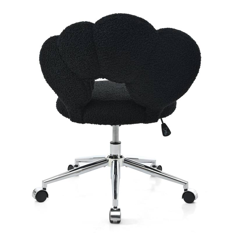 Black Modern 24.6" Upholstered 360° Swivel Accent Chair with Five Durable Casters and High-Density Soft Sponge