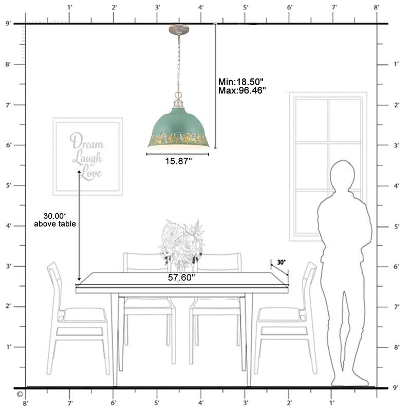 2-Light Farmhouse Pendant Light with Distressed Gold Dome Shade - 2-Lights