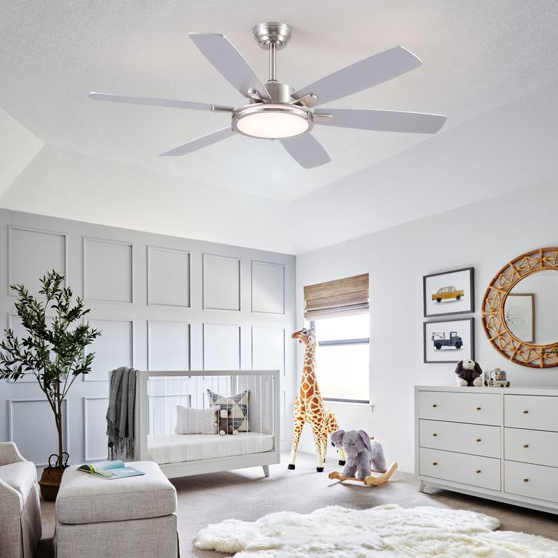 52" Modern Quiet Ceiling Fan with Light and Remote 6 Speed Airflow Bright Light for Bedroom Living Room Patio - 52 Inches