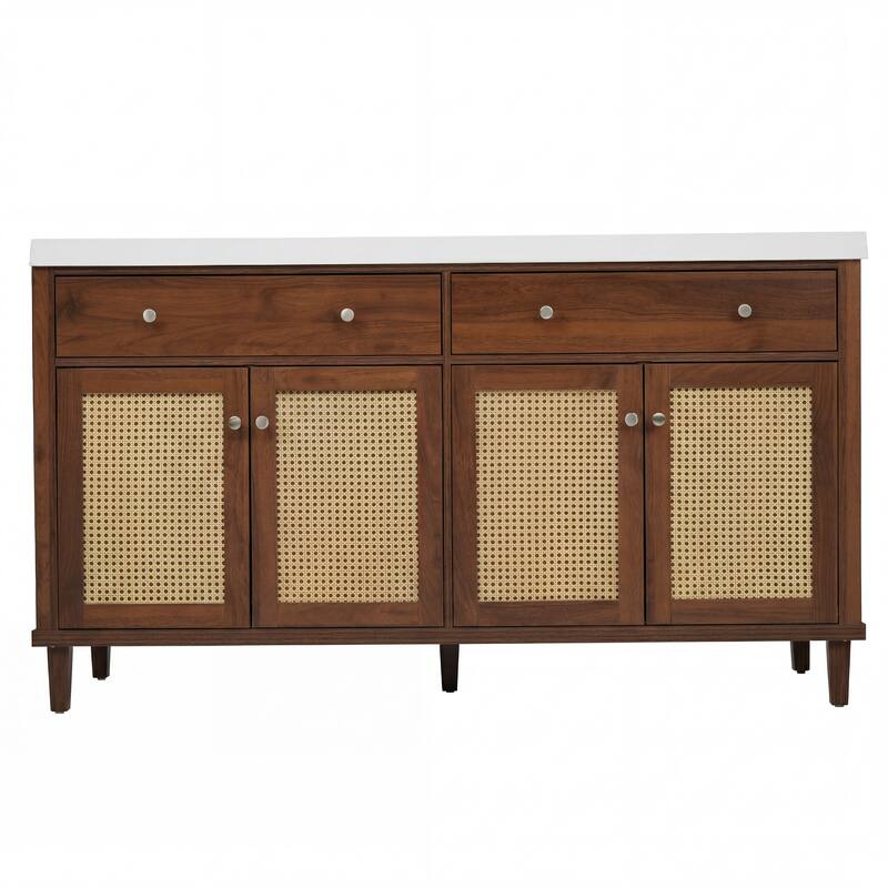 Christopher Knight Home - Bellmere 60" Modern Double Sink Bathroom Vanity with SMC Sink, Soft-Close Storage, and Wood Legs