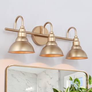 Mid-century Modern 3-light Bathroom Vanity Lights Dome Metal Shades Barn Wall Sconce - L23"x W 8"x H 8.5"