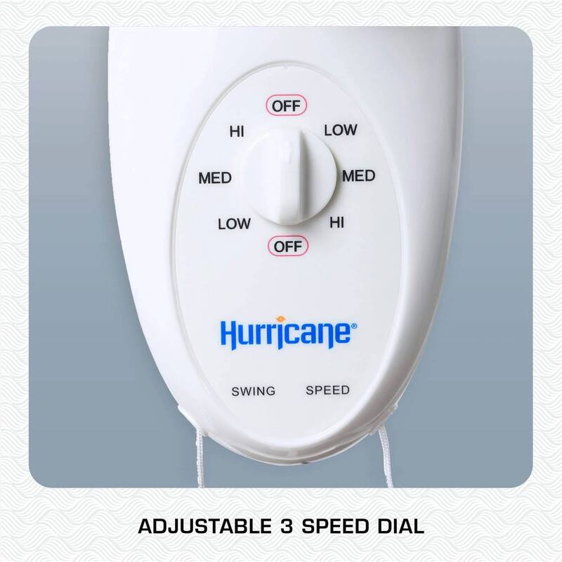 Hurricane Supreme 12 Inch Oscillating 3 Speed Portable Wall Mount Fan, 2 Pack - 7