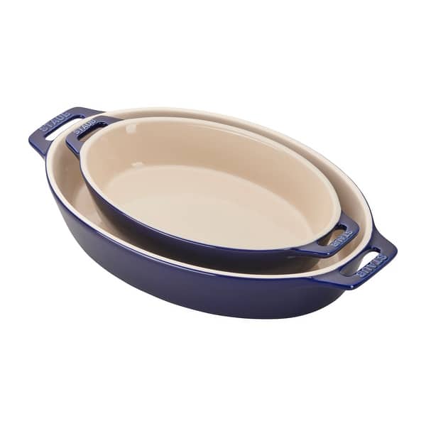 Staub Ceramics 4-pc Baking Pans Set, Casserole Dish with Lid, Brownie Pan,  Dark Blue 