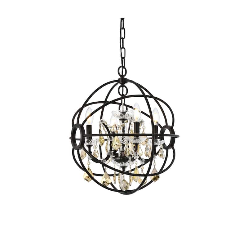 Royce Edge 4 light Dark Bronze Pendant - dark bronze (royal cut golden teak crystals)
